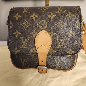 Louis Vuitton Cartouchiere PM Brown and Tan Monogram Adjustable Bag